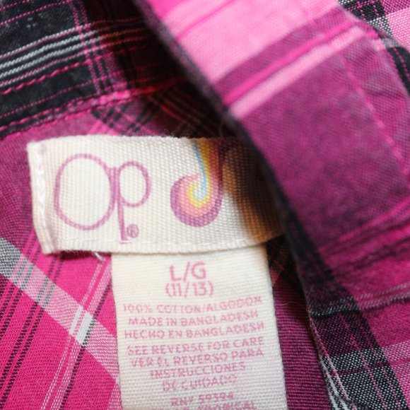 Vintage OP Ocean Pacific Front Snap Close Adjustable Sleeves Shirt Top Jr Large - Picture 6 of 8